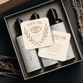 Tarjeta De Visita Cuadrada Mystical Eye & Vines Elegant Boho Order Gracias