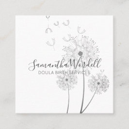 Tarjeta De Visita Cuadrada Nacimiento Doula O Ilustracion Floral De Comadrona