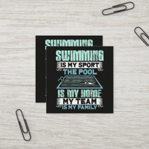 Tarjeta De Visita Cuadrada Nadar Es Mi Deporte La Piscina Es Mi Hogar