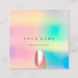Tarjeta De Visita Cuadrada Nails Manicure Profesional Holograph Ombre