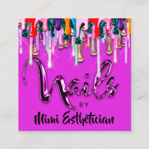 Tarjeta De Visita Cuadrada Nails Studio Artist Nails Script Logo Beauty SPA