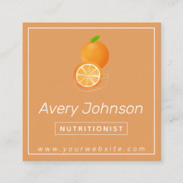 Tarjeta De Visita Cuadrada Naranja brillante dietista nutricionista Naranja c