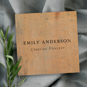 TARJETA DE VISITA CUADRADA NARANJA CORROSIVO RUSTO TEXTURADO METALIZADO