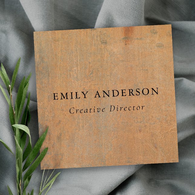 Tarjeta De Visita Cuadrada Naranja DE GRUNGE CORROSIVO EMPUJADO METALIZADO TE (Subido por el creador)