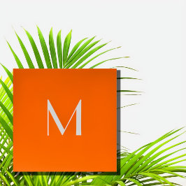 Tarjeta De Visita Cuadrada naranja de neón - añadir monograma