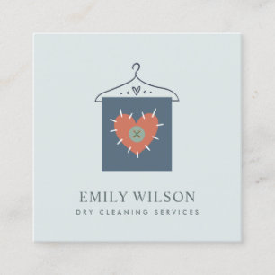 TARJETA DE VISITA CUADRADA NARANJA GRIS AQUA RUBOR COLGANDO ROPA SECADOR