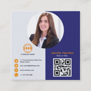 Tarjeta De Visita Cuadrada Naranja gris profesional añada su plaza de código 