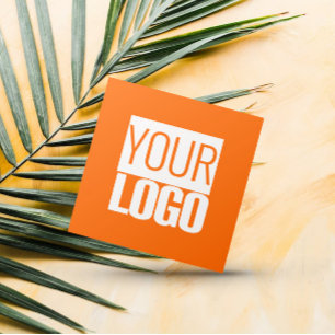 Tarjeta De Visita Cuadrada Naranja neón - agrega tu logotipo