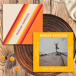 Tarjeta De Visita Cuadrada Naranja personalizado Rótulos retro amarillos 70,