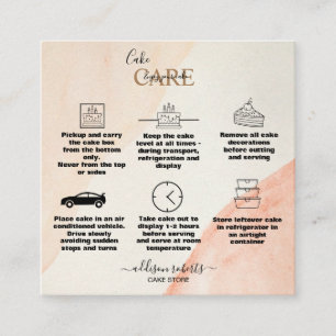 Tarjeta De Visita Cuadrada Naranja profesional simple Teracotta Cake Care