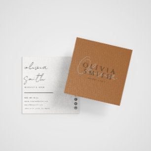Tarjeta De Visita Cuadrada Naranja quemado Terracotta Boho Moda moderna moda