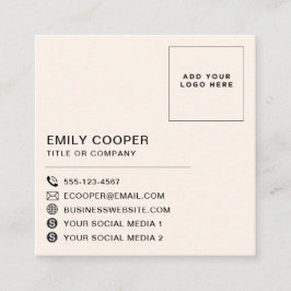 Tarjeta De Visita Cuadrada Naranja rosa con el logotipo del tablero de verifi