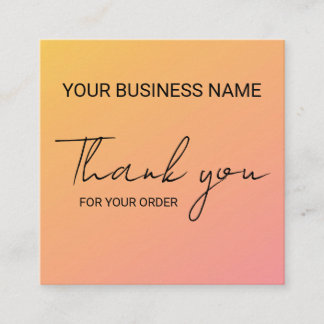 Tarjeta De Visita Cuadrada Naranja Rosa Gracias