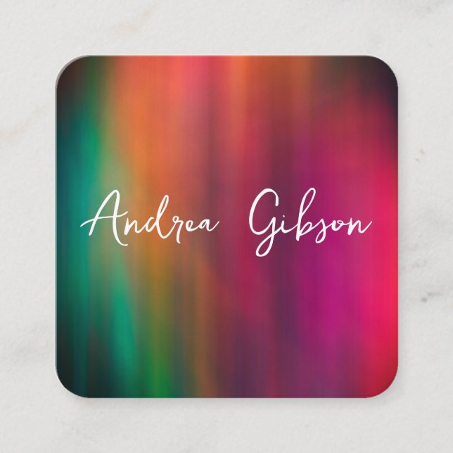 Tarjeta De Visita Cuadrada naranja turquesa abstracto magenta artística negri (Anverso)