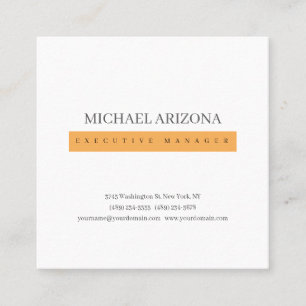 Tarjeta De Visita Cuadrada Naranja y Blanco Minimalista Simple Plano Moderno