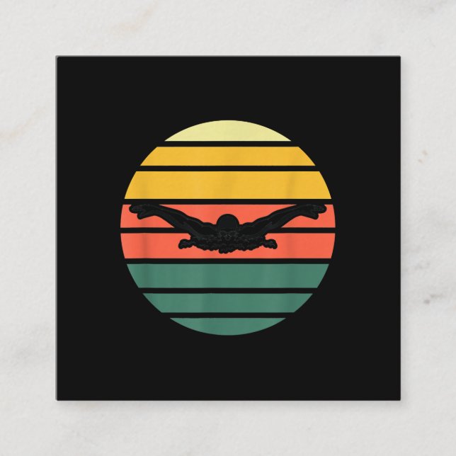 Tarjeta De Visita Cuadrada Natación en natación con mariposa (Anverso)