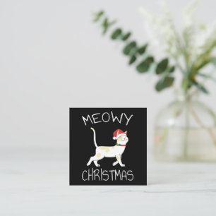 Tarjeta De Visita Cuadrada Navidad Meowy - Divertida Navidad 2022  