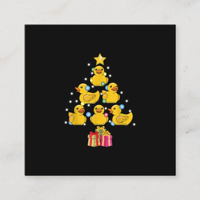 Tarjeta De Visita Cuadrada Navidades de Duckie Quack, Árbol de Navidad de Duc (Anverso)