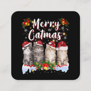 Tarjeta De Visita Cuadrada Navidades de gato Santa Hat Graciosa Feliz Navidad