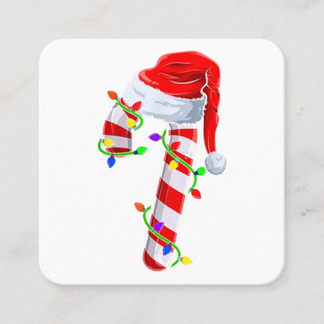 Tarjeta De Visita Cuadrada Navidades de la tripulación de Candy Cane alumbran (Anverso)