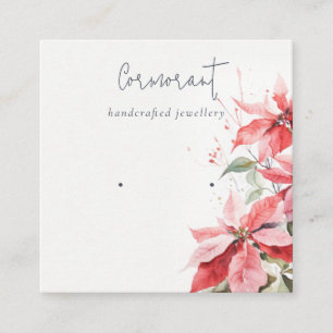 Tarjeta De Visita Cuadrada Navidades de Poinsettia Florals ganando Stud Holde