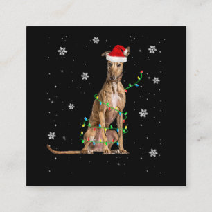 Tarjeta De Visita Cuadrada Navidades de Whippet Light Cute Santa Whippet Xmas