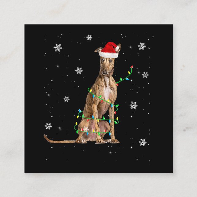 Tarjeta De Visita Cuadrada Navidades de Whippet Light Cute Santa Whippet Xmas (Anverso)