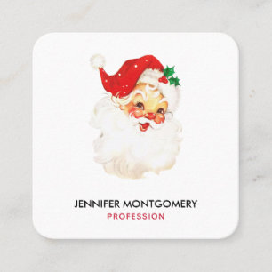 Tarjeta De Visita Cuadrada Navidades del Viejo Santa Claus Retro Jolly