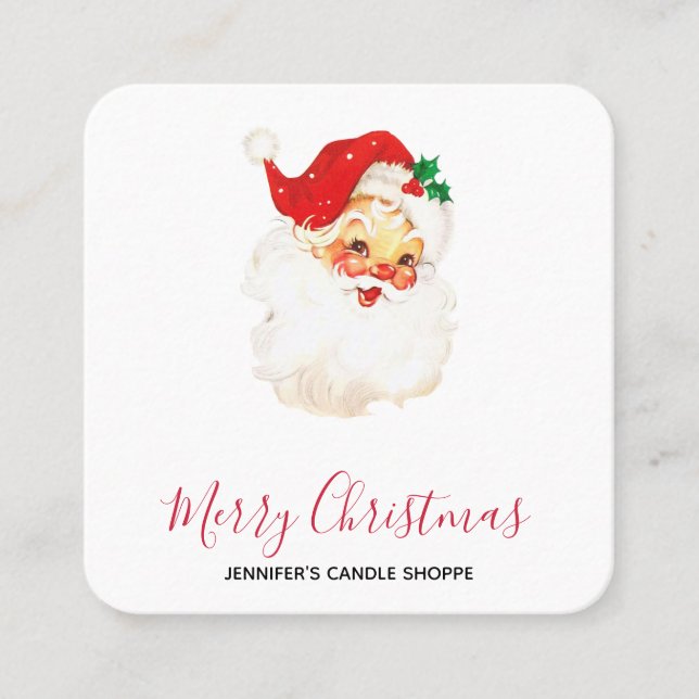 Tarjeta De Visita Cuadrada Navidades del Viejo Santa Claus Retro Jolly (Anverso)