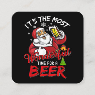 Tarjeta De Visita Cuadrada Navidades divertidos Santa Claus Beer Beer Wonderf