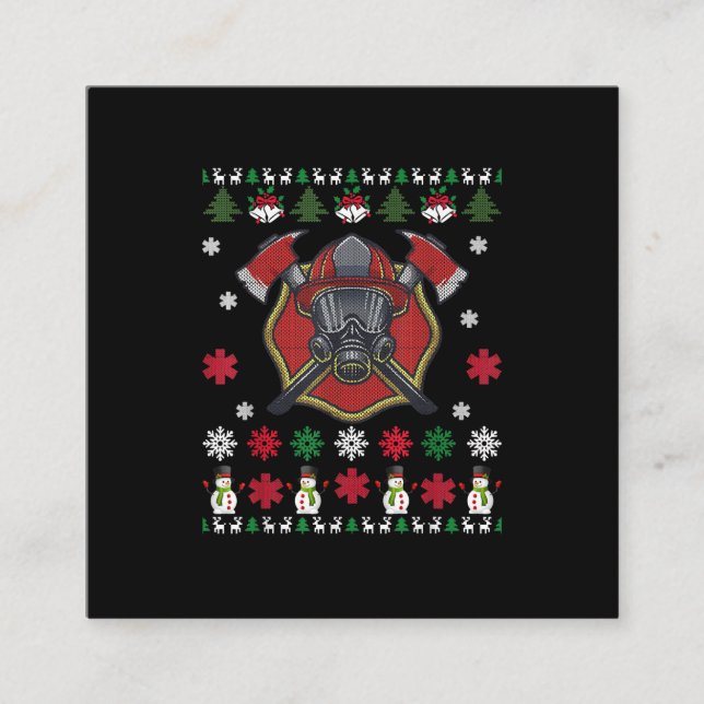 Tarjeta De Visita Cuadrada Navidades divertidos y bomberos adoran los regalos (Anverso)