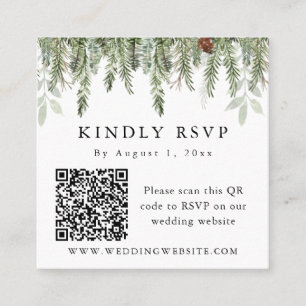 Tarjeta De Visita Cuadrada NAVIDADES EVERGREEN vacaciones invierno Código QR 