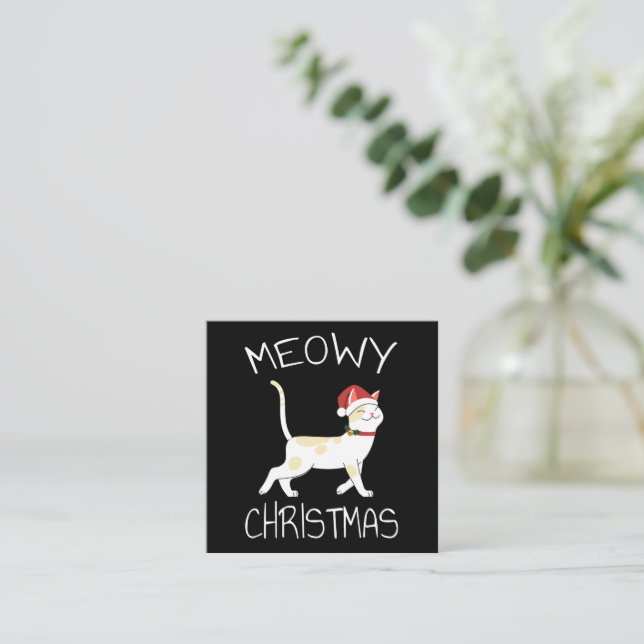 Tarjeta De Visita Cuadrada Navidades Meowy - Navidades divertidos 2022 (Anverso de pie)