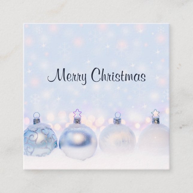 Tarjeta De Visita Cuadrada Navidades metálicos mágicos Bolas Fotografía (Anverso)