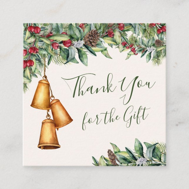 Tarjeta De Visita Cuadrada Navidades regalo Gracias (Anverso)