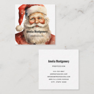 Tarjeta De Visita Cuadrada Navidades Retro Santa Claus