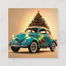 Tarjeta De Visita Cuadrada navidades y un coche vintage
