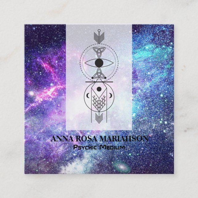 Tarjeta De Visita Cuadrada *~* Nebula celta Misible Universo Psicológico Medi (Anverso)