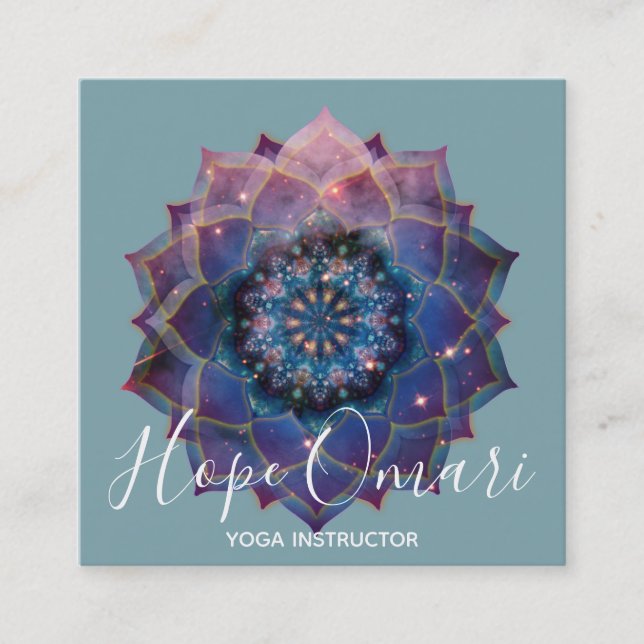 Tarjeta De Visita Cuadrada Nebulosa Flor | Mandala (Anverso)