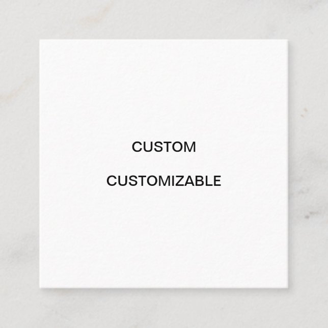 TARJETA DE VISITA CUADRADA NEGOCIO CUADRADO EN BLANCO ADAPTABLE DE ENCARGO (Anverso)