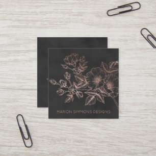 Tarjeta De Visita Cuadrada Negocio cuadrado floral del Relieve metalizado