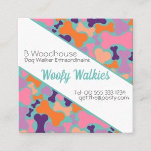 Tarjeta De Visita Cuadrada negocio de diseño de hueso de perro Stationery