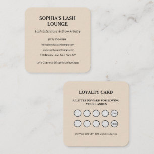 Tarjeta De Visita Cuadrada Negocio de Lealtad de Salón Minimalista Blush