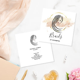 Tarjeta De Visita Cuadrada Negocio de mujeres afroamericanas con trenzas C