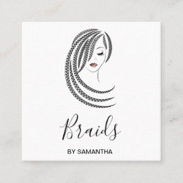 Tarjeta De Visita Cuadrada Negocio de mujeres afroamericanas con trenzas C