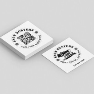 Tarjeta De Visita Cuadrada Negocio de Remoción de Nieve Agrega tu Logo Person