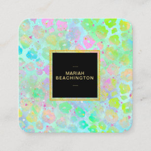 Tarjeta De Visita Cuadrada ** Negrita Colorful Abstract Animal AP93 Neon Gold