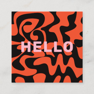 Tarjeta De Visita Cuadrada Negrita Groovy negro Naranja de roya rosa brillant