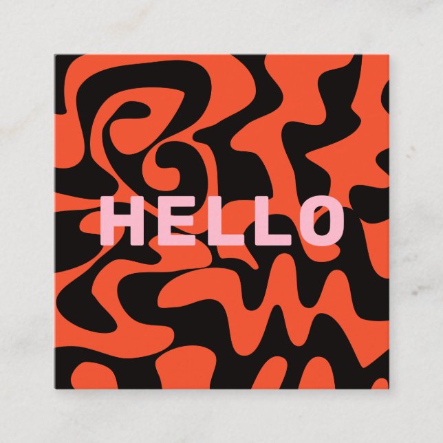 Tarjeta De Visita Cuadrada Negrita Groovy negro Naranja de roya rosa brillant (Anverso)