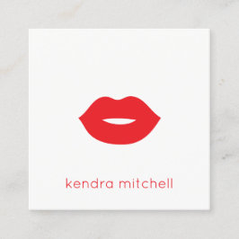 Tarjeta De Visita Cuadrada Negrita Minimalista Lips Logo Maquillaje Artista B